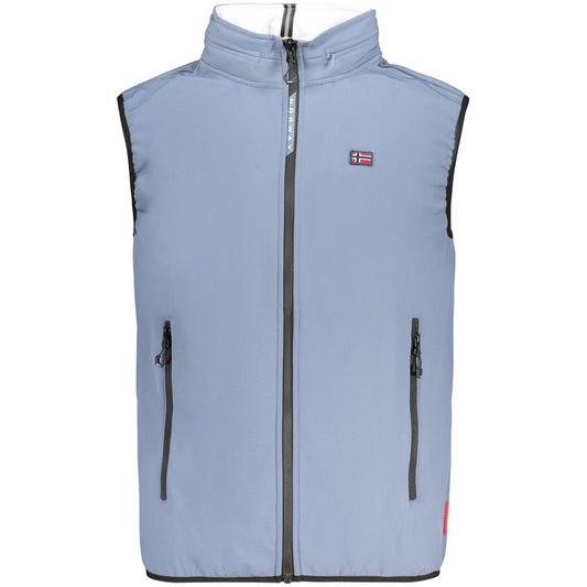 Hooded Vest by Norway 1963 for men in stretch polyester azzurro showcases a dynamic silhouette, perfectly balancing pockets & hooded with a dynamic hooded neckline for a sophisticated, high-fashion look.