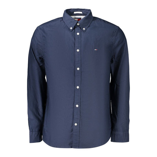 Tommy Hilfiger Men's Regular Fit Long-Sleeve Cotton Dress Shirt - Blue Signature