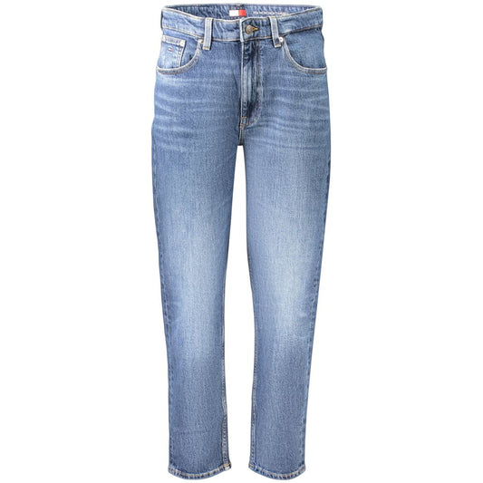 Jeans by Tommy Hilfiger for women in stretch denim cotton blue & signature features an refined tailoring silhouette, showcasing a premium tapered-leg & mom with a and long cut for a refined tailoring look.