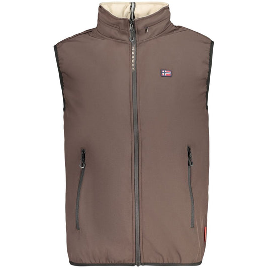 Hooded Vest by Norway 1963 for men in stretch polyester brown features a chic silhouette, expertly detailed with a refined hooded neckline and premium pockets & hooded for a truly chic look.