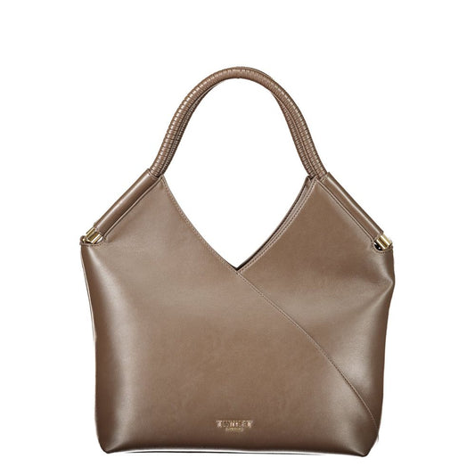This Tote Handbag by Twinset for women in polyethylene and brown presents a sculptural silhouette featuring a secure zipper, ample internal-pockets, and versatile shoulder-strap, adjustable-strap & handle for a sculptural finish.