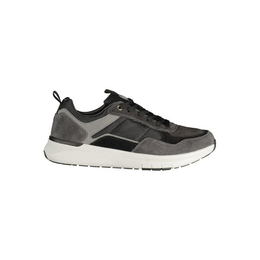Athletic Sneakers by Lumberjack for men in polyester black & gray showcases a architectural silhouette, artfully capturing the essence of the Men's Athletic Polyester Sneakers with its signature architectural athletic style construction.