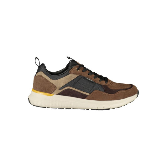Athletic Sneakers by Lumberjack for men in polyester black & brown showcases a architectural silhouette, artfully capturing the essence of the Men's Athletic Polyester Sneakers with its signature architectural athletic style construction.