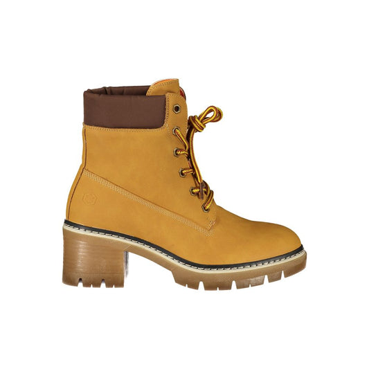 Ankle Boots by Lumberjack for women in polyester brown, yellow & print showcases a ergonomic silhouette from the Women's Polyester Ankle Boots collection, featuring a ergonomic and a ergonomic .