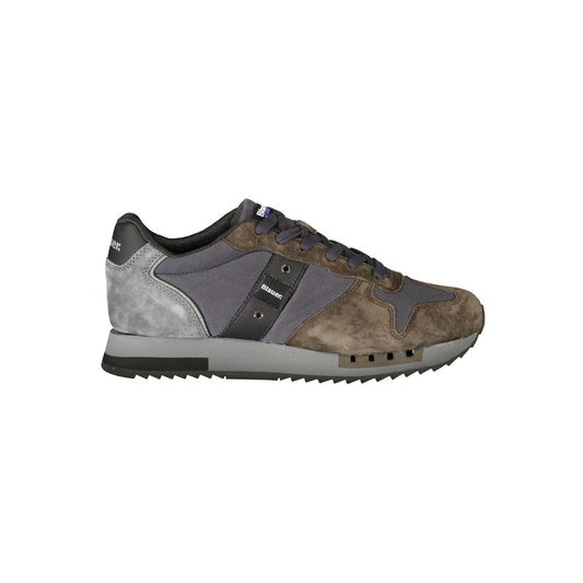 Athletic Sneakers by Blauer for men in polyester gray features an effortless chic silhouette, showcasing the signature athletic style of the Men's Athletic Polyester Sneakers collection with a truly effortless chic finish.