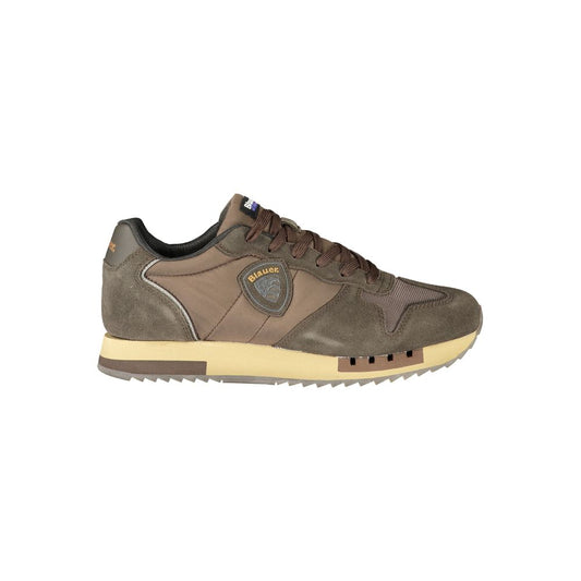 Athletic Sneakers by Blauer for men in polyester brown features an effortless chic silhouette, showcasing the signature athletic style of the Men's Athletic Polyester Sneakers collection with a truly effortless chic finish.