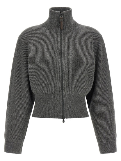Brunello Cucinelli Gray Cashmere Cardigan
