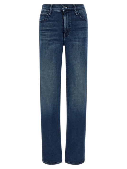 Jeans by Mother Denim for women in cotton denim polyester & polyurethane blue & signature features an sartorial straight-leg and long with a high rise cut for a sartorial finish.