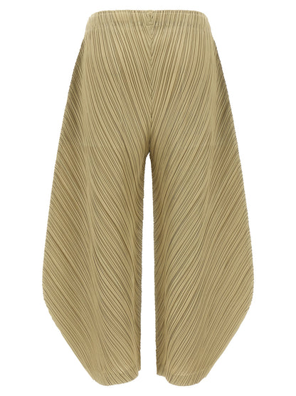 PLEATS PLEASE ISSEY MIYAKE Beige Polyester Casual Pants