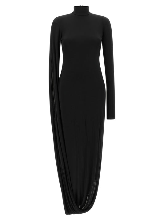Dress by Giuseppe Di Morabito for women in viscose black features an eye catching silhouette with a sophisticated high-neck neckline, elegant long-sleeve, and a refined maxi long for a eye catching aesthetic.