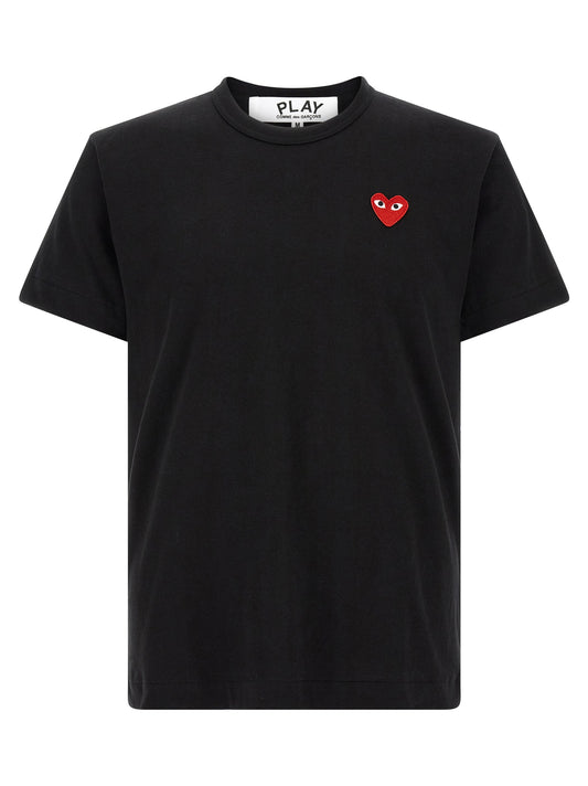 T-Shirt by Comme Des Garçons Play for men in cotton black & red features an edgy silhouette, meticulously detailed with a sophisticated short-sleeve and crew neckline for a truly edgy finish.