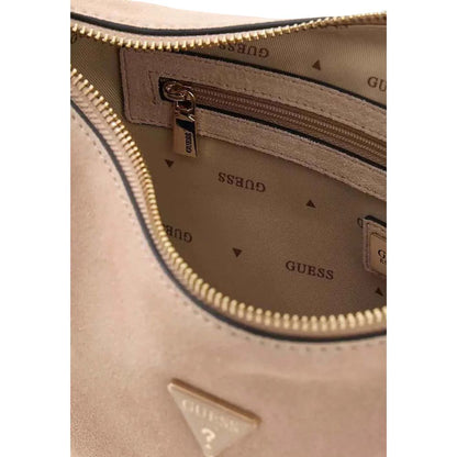 Guess Beige Suede Leather Handbag