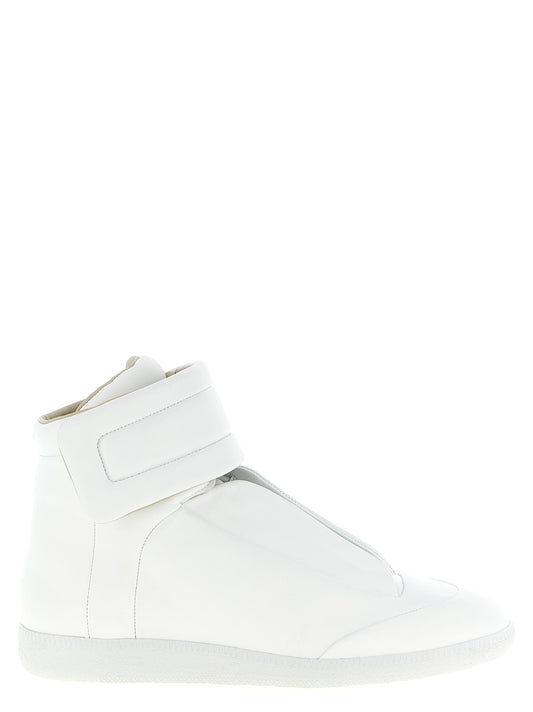 Sneakers by Maison Margiela for men in calfskin leather white & signature features a chic design, perfectly showcasing the chic high-top style of this Men's High Top Calfskin Leather Sneakers.