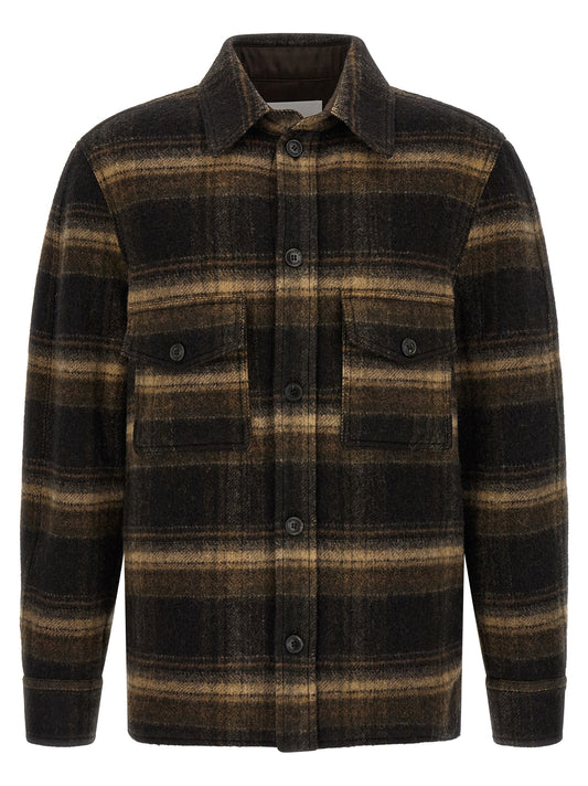 Overcoat by Isabel Marant for men in polyamide & wool brown, horn & patterned presents a luxurious silhouette, showcasing a luxurious and sophisticated pockets for a premium, luxurious look.