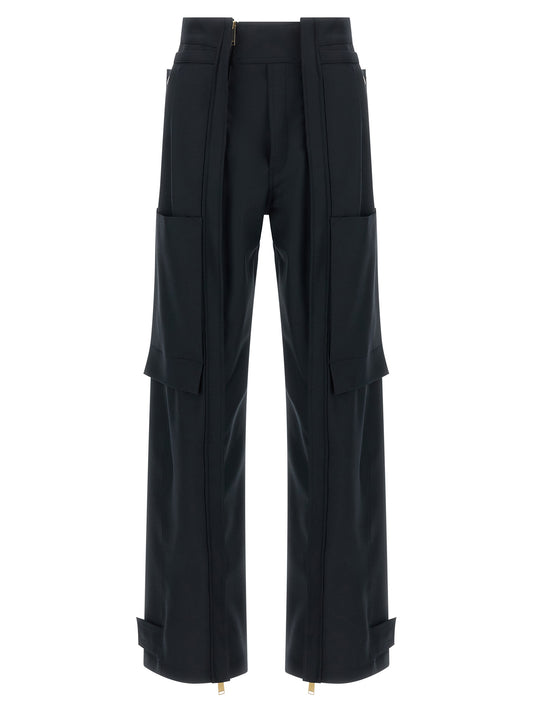 Cargo Pants by Darkpark for women in polyester & wool gold & navy presents a on trend silhouette, artfully finished with a on trend straight-leg, long, and for a sophisticated look.