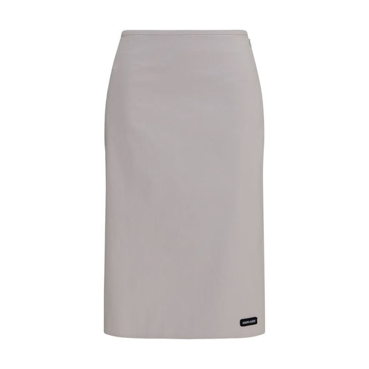 Skirt by Miu Miu for women in nylon & cotton gray & signature features a sublime silhouette, showcasing the sublime design of the Women's Nylon & Cotton Midi Skirt in a sophisticated midi.