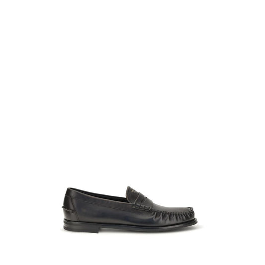 Loafer Slip-On Strap Shoes by Prada for men in bos taurus calf leather black & signature features an ergonomic silhouette, perfectly showcasing Men's Bos Taurus Calf Leather Loafer Slip-On Strap Shoes with its distinct and elegant .