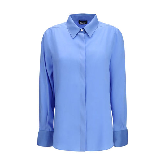 Blouse by Ella for women in silk blue & pearl presents a discerning silhouette, showcasing a sophisticated and for a truly discerning finish.