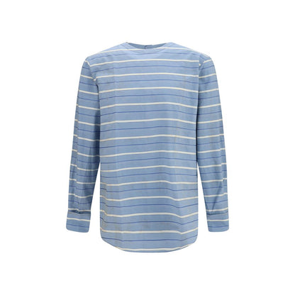 Shirt by Prada for men in cotton blue, pearl, patterned & signature features an polished silhouette, showcasing a sophisticated and detail for a truly polished finish.