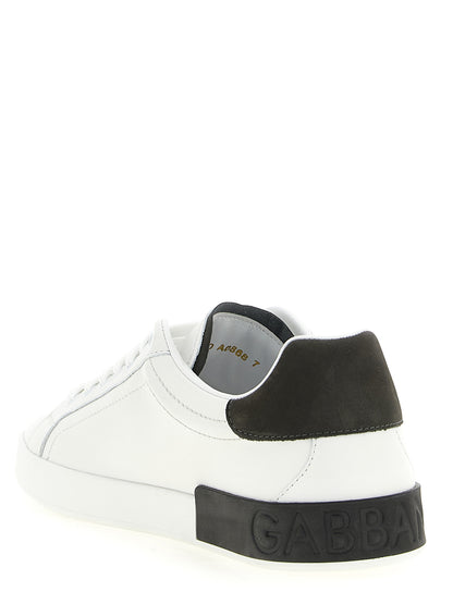Dolce & Gabbana White Calfskin Low Top Sneakers