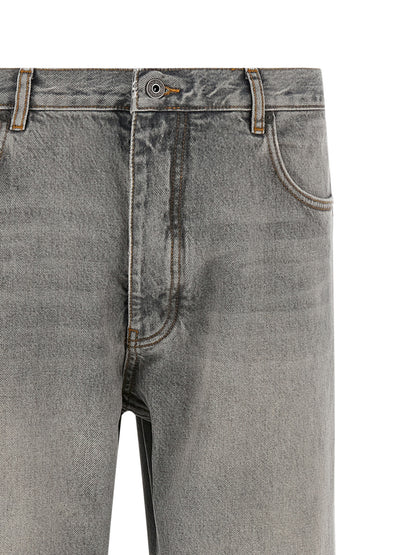 Off-White Gray Cotton Relaxed Fit Jeans
