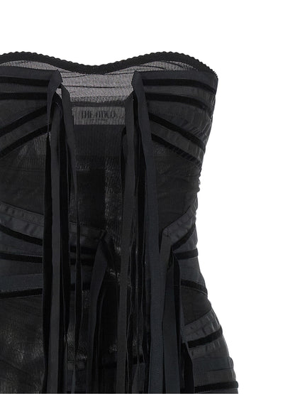 The Attico Black Polyamide Short Dress