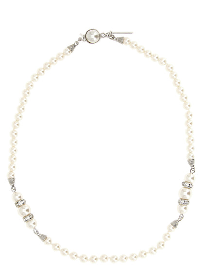Alessandra Rich White Glass Necklace