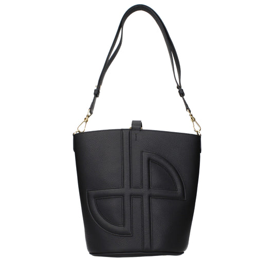 Crossbody Handbag by Patou for women in leather black showcases a versatile sophistication silhouette, featuring a secure , versatile sophistication , and versatile crossbody-strap & adjustable-strap for a versatile sophistication finish.