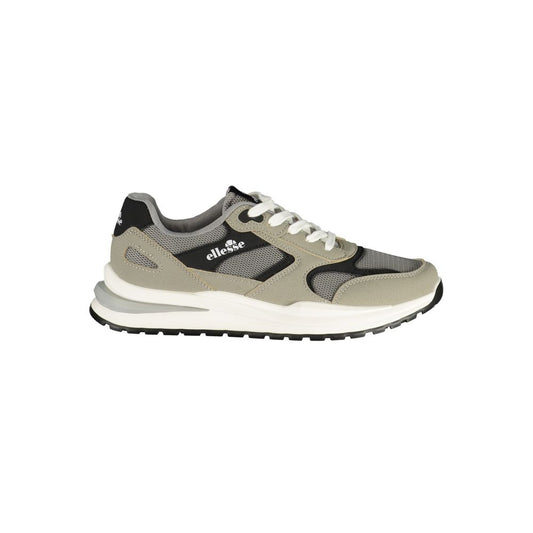 Athletic Sneakers by Ellesse for men in polyester & polyurethane black, gray, signature & print features an timeless silhouette from the Men's Athletic Polyester & Polyurethane Sneakers collection, showcasing a timeless athletic style for a timeless look.