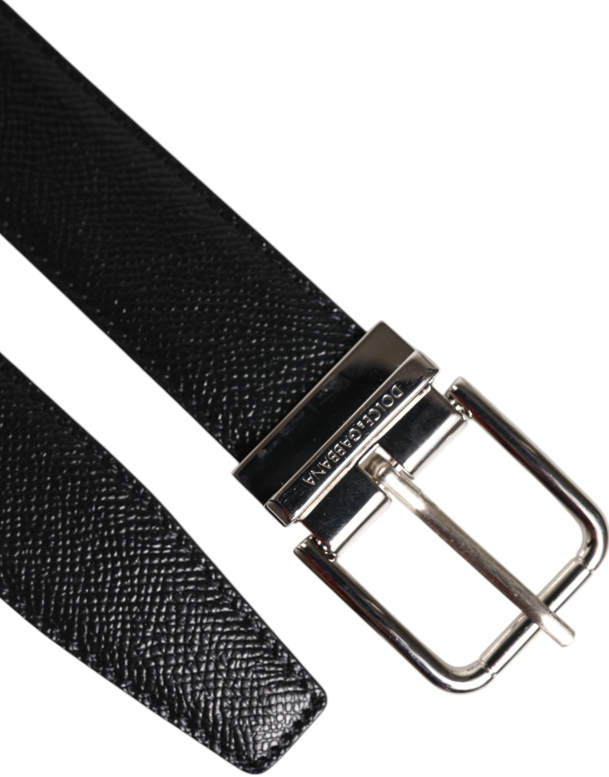Dolce & Gabbana Calf Leather Belt - Black Silver