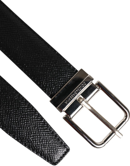 Dolce & Gabbana Calf Leather Belt - Black Silver