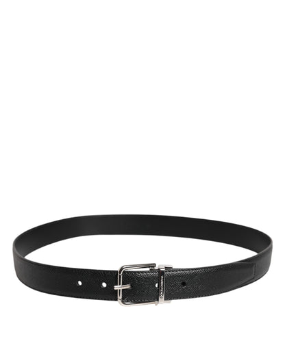 Dolce & Gabbana Calf Leather Belt - Black Silver