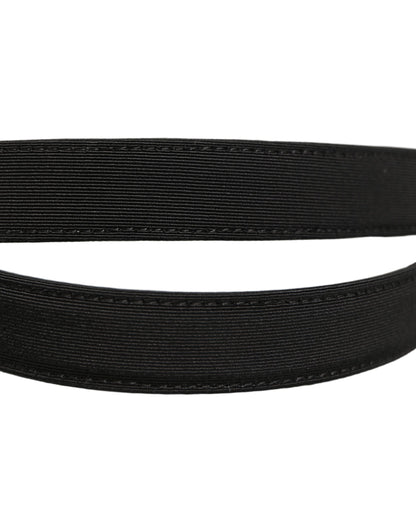 Dolce & Gabbana Black Canvas Leather Gold Metal Buckle Belt