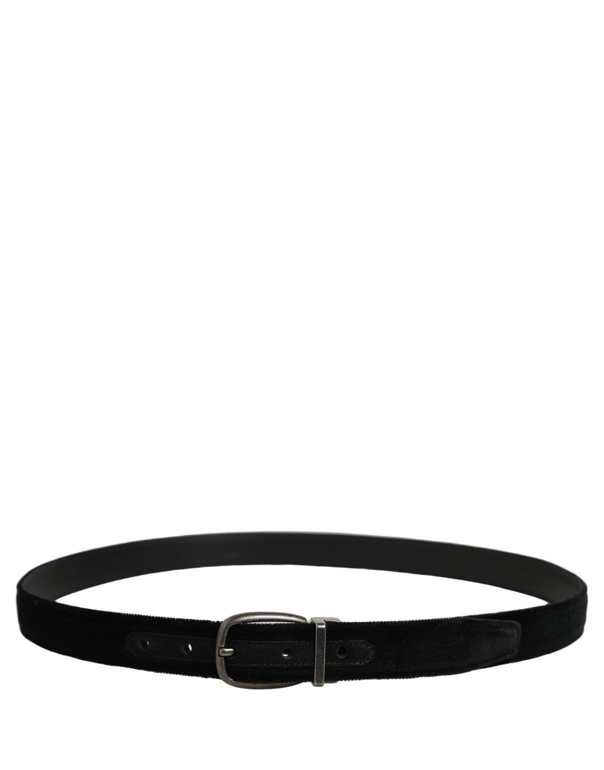 Dolce & Gabbana Calf Leather & Cotton Belt - Black Silver