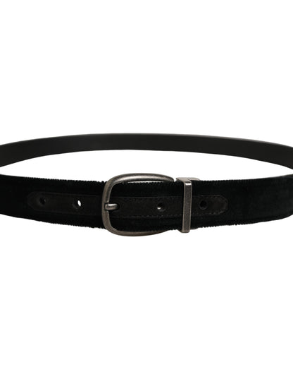 Dolce & Gabbana Black Cotton Metal Buckle Classic Men Belt