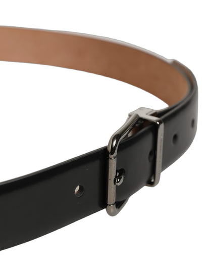 Dolce & Gabbana Calf Leather Belt - Black Silver