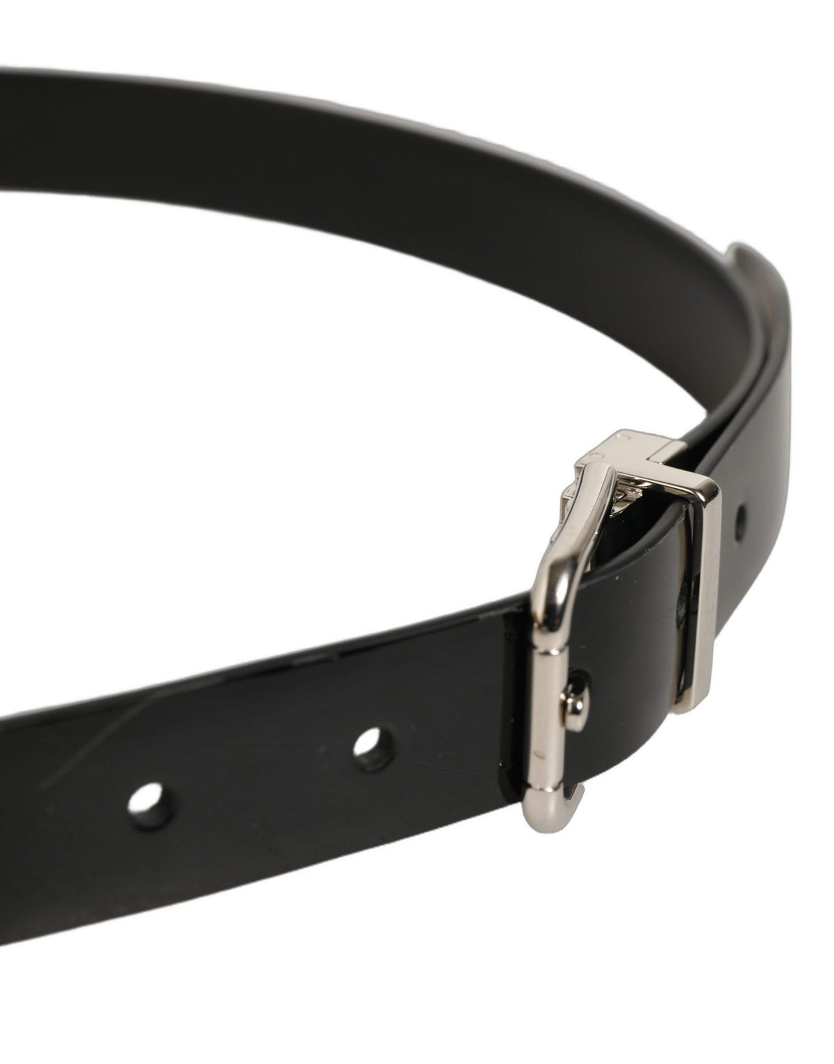 Dolce & Gabbana Leather & Metal Belt - Black Silver