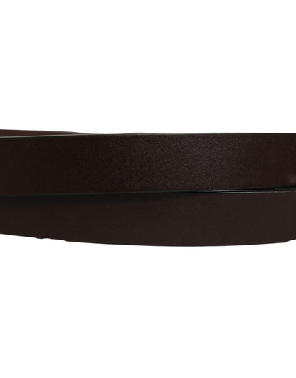 Dolce & Gabbana Brown Leather Double Wrap Metal Buckle Belt