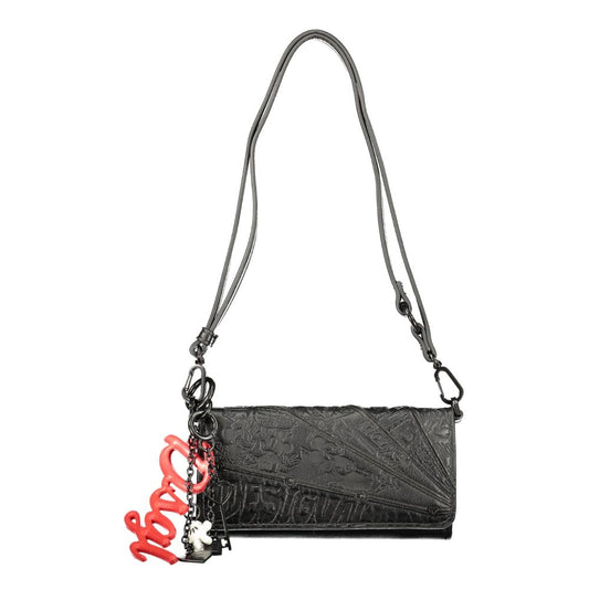 Cardholder Wallet by Desigual for women in polyurethane black showcases a enchanting silhouette, artfully detailed with the signature style of the Polyurethane Cardholder Wallet and functional card-organization.
