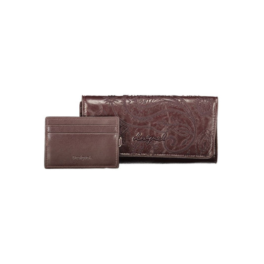Cardholder Wallet by Desigual for women in polyurethane brown features a sleek silhouette, showcasing the sleek Essence Polyurethane Cardholder Wallet design with sophisticated card-organization coin-purse for a premium look.