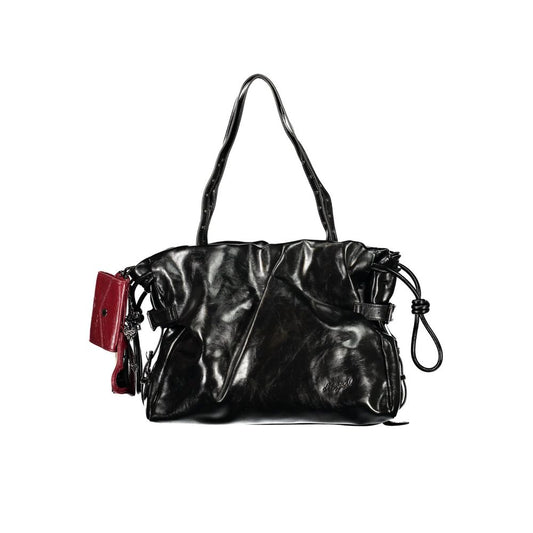 Handbag by Desigual for women in polyurethane black features a signature silhouette, showcasing a secure zipper & magnetic and signature cardholder & coin-purse with versatile shoulder-strap, adjustable-strap & handle for a sophisticated look.