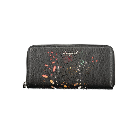 Cardholder Wallet by Desigual for women in polyurethane black & print presents a streamlined silhouette, showcasing the sophisticated design of the Polyurethane Cardholder Wallet collection with functional card-organization coin-purse.