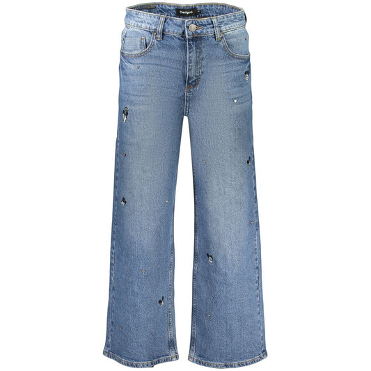 Jeans by Desigual for women in stretch denim cotton & rhinestone blue features a refined silhouette with a refined flared, defined by a and a refined long for a refined finish.