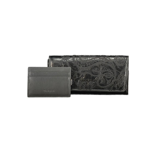 Cardholder Wallet by Desigual for women in polyurethane black & signature showcases a discerning silhouette, artfully capturing the essence of Polyurethane Cardholder Wallet with its functional card-organization coin-purse.