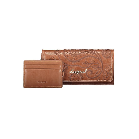 Cardholder Wallet by Desigual for women in polyethylene brown showcases a discerning silhouette, artfully capturing the essence of Polyethylene Cardholder Wallet with its functional card-organization coin-purse.