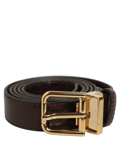 Dolce & Gabbana Calf Leather Belt - Brown Gold