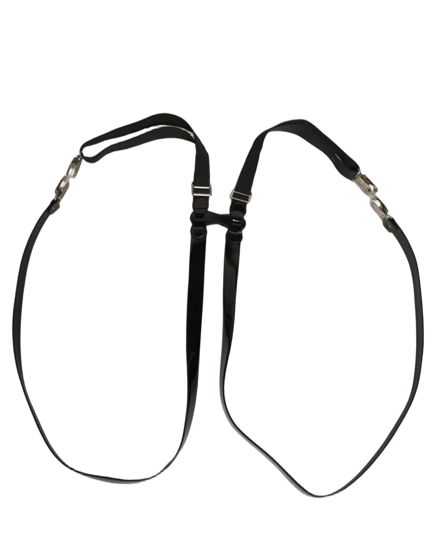 Dolce & Gabbana Black Adjustable Silver Metal Clips Suspenders
