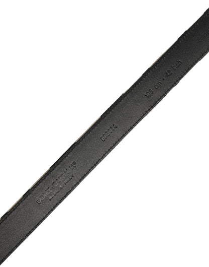 Dolce & Gabbana Canvas & Leather Belt - Black Ivory Silver Patterned