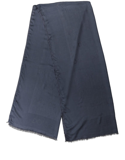 Dolce & Gabbana Dark Blue Modal Frayed Edge Lace Stole Scarf