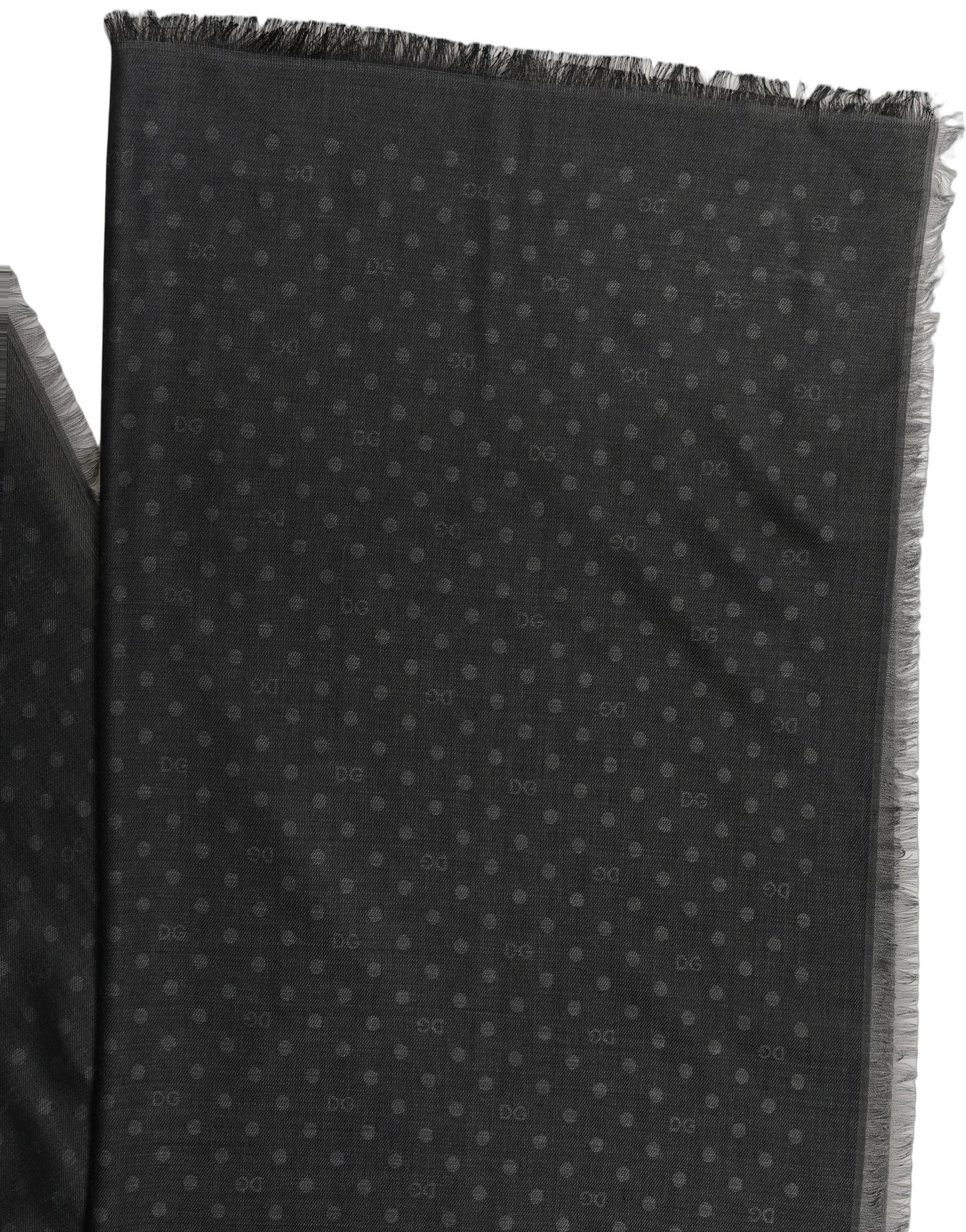 Dolce & Gabbana Men Black Viscose Polka Dot Fringe Shawl Lace Stole